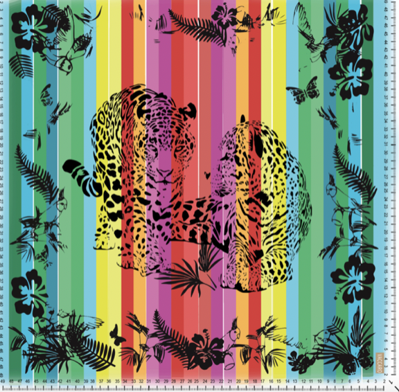 Misurare Natural Silk Scarf “Big Cat” Design (Made to Order)